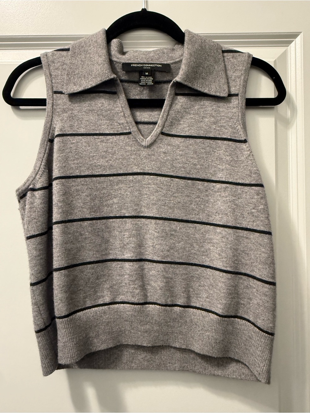 French Connection from Evereve Gray Sleeveless Collared V-Neck Sweater Vest